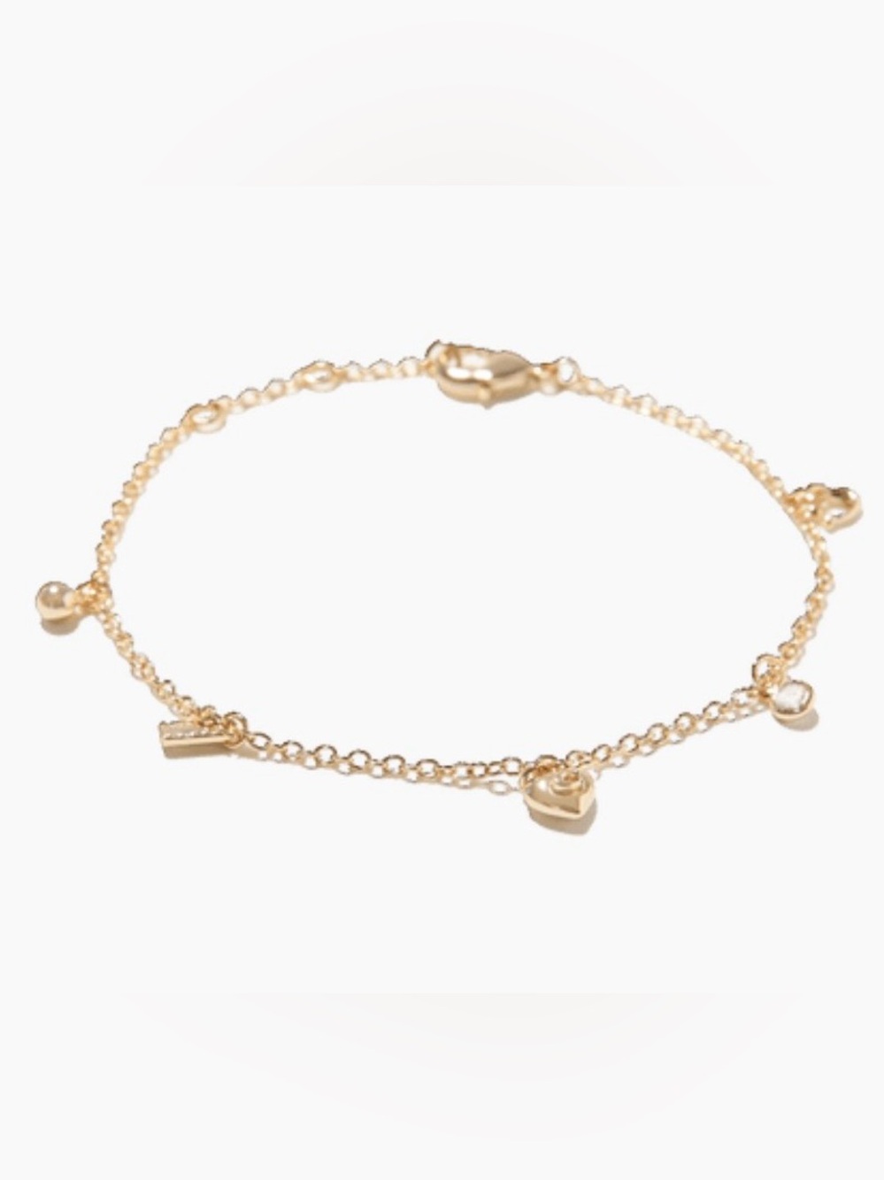 COACH Gold Heart Charm Bracelet with Dainty Charms